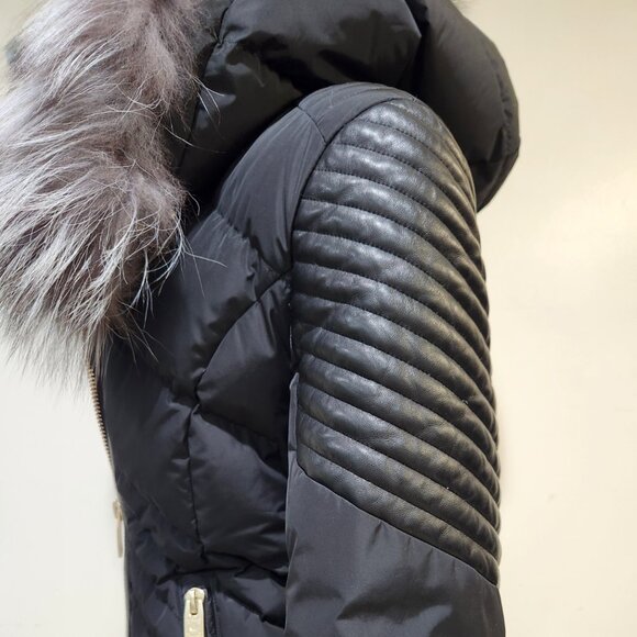 💥HOT ITEM!💥Nicole Benisti Ombre Silver/Black Fox Fur Cortina Leather Down Coat - Picture 14 of 16